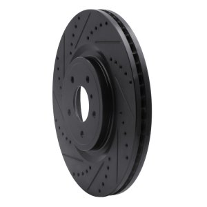 Infiniti QX70 Brake Rotor (1) - Front Left - R1 Concepts - Drilled & Slotted - Black - `08-`25